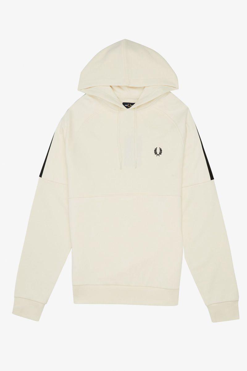 White Fred Perry Taped Hooded Men's Sweatshirts | PH 1608ZUTG